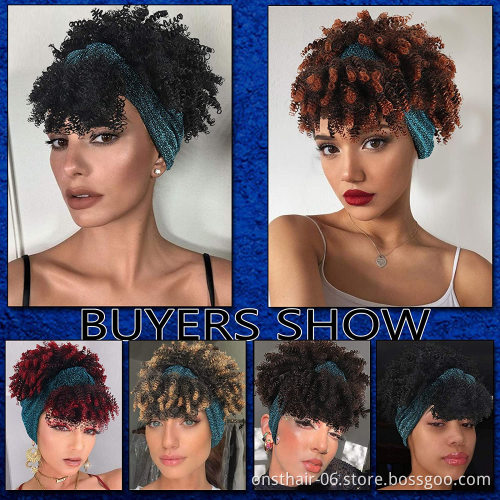 Hot selling synthetic hair headband wigs for black women 2021 head band wig with bands